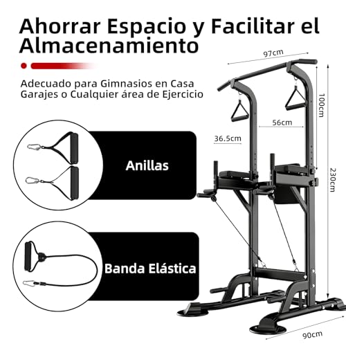 GOHOMKIC Barra para Dominadas, Casa Estación de Dominadas Multifuncional | Barra de Dominadas de Altura Ajustable con Protector de Espalda y Almohadillas para los Codos