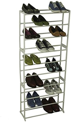 30 Pair Shoe Rack White Storage Rack Metal Shelf Home Organizer Holder