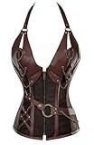 Women's Punk Rock Faux Leather Corset Bustier Basque Waist Cincher Bustier Lingerie