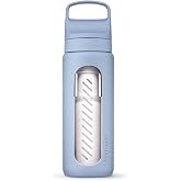 LifeStraw Go Glass Water Filter Bottle with Sleeve, 20 oz, Icelandic Blue | Glass Water Filter Bottle Made from Hand-Blown Gl