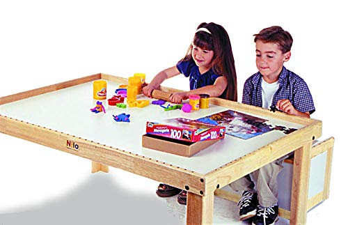 NILO N51 Kid's Table Compatible with Legos, Duplo, Trains, Games, Building, Lincoln Logs Safe Fun for Children Educational Toy Board Durable (Accessory Holes, 49x33x19) - Thumbnail 6