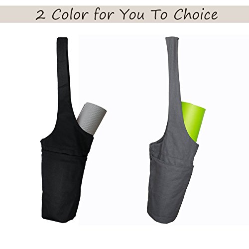 Okela Yoga Mat Bag by, Long Strap Yoga Mat Tote Sling Carrier with Side Pocket & Zipper Pocket, Fits Most Size Mats (Dark Gray(M Size))