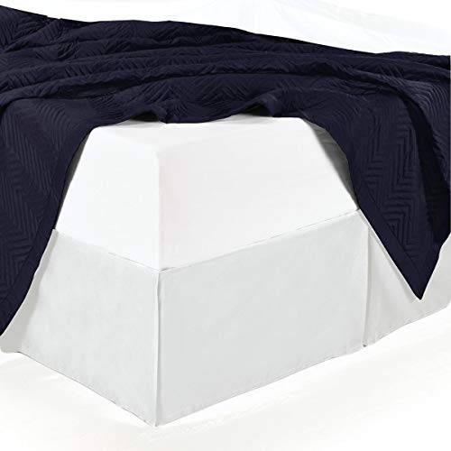 sheetsnthingsMicrofiber Bed Skirts (14 inch Drop) -Queen Size, Solid White- Pleated Tailored Bedskirts with Split Corners