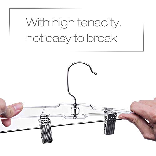 HOUSE DAY 25 Pack 14 inch Clear Plastic Skirt Hangers with Clips, Skirt