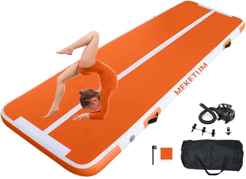 MEKETUM Air Turn Track Matte 2m 3m 4m 5m 10/20cm Dicke Turnen Matten Aufblasbar Gymnastikmatte Rutschfest Sportmatte für Zuhause/Training/Tumbling/Yog