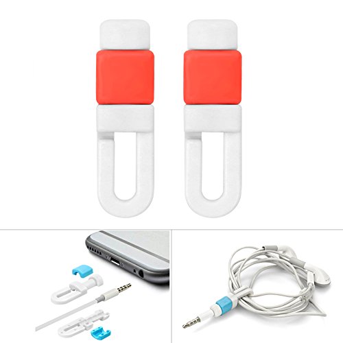 Apple Earphone Cable Protector, BUTEFO [New Design] 2 Pieces Earphone Cable Saver with Cable Wrap Winder/ Fixer Holder/cord Manager/ Earphone Holder for iPhone5,5s,6,6+,6s Earphones