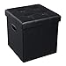 SONGMICS MAZIE Collection - 15 Inches Ottoman with Storage, Footstool, Storage Ottoman with Metal Grommet Handles, Load 660 lb, for Dorm, Living Room, Bedroom, Synthetic Leather, Black ULSF30B