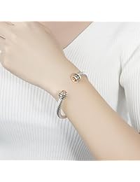UNY Pulsera de diseño inspirado en la marca antigua, para mujer, joyería de CZ, brazalete de alambre, regalo para el día de Navidad (champán).