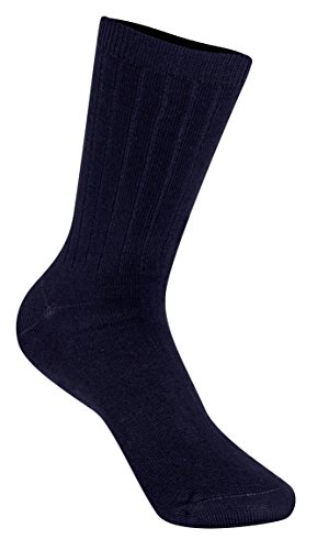 CLASSROOM Big Boys' Uniform Rib Crew Socks - 3 Pack, Dark Navy, Large