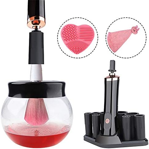 Electric Makeup Brush Cleaner and Dryer Machine for All Size Cosmetic Brushes with Strong Motors and Spinner,Completely Clean and Dry Quickly in SecondsโBlack