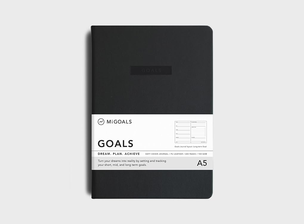 MOXON MiGoals A5 Productivity Planner | Readymade Bullet Point Notebook with Goal Setting & Scheduling Sections | Includes Blank and Lined Pages for Getting Things Done