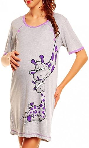 Happy Mama. Women's Maternity Nursing Nightdress Breastfeeding Nightshirt. 366p (Purple, US 8, S)