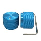 Taiss / 2pcs Blue Aluminum Rotary Electronic Control Potentiometer Knob For 6 mm Diameter Shaft, Volume Control Knobs, Audio knob, Guitar Knobs，Switch Knob, 20mm dia. x 15.5mm height