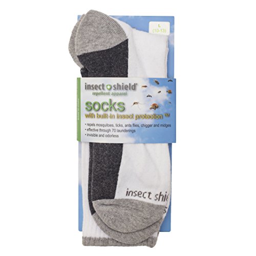 Insect Shield Sport Crew Sock, White, Medium (9-11)