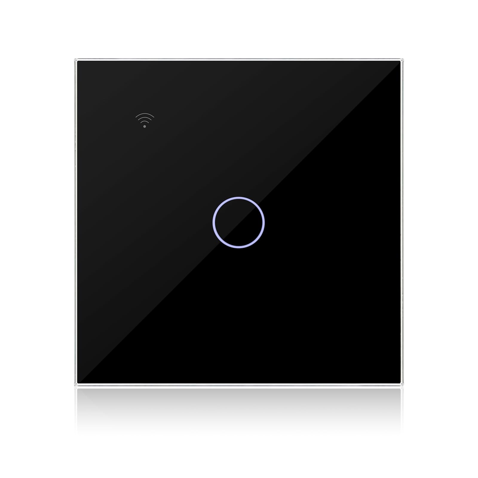 KETOTEK Smart Light Switch Black 1 Gang 1 Way Compatible with Alexa, Single Gang Touch Light Switch WiFi with Tuya/Smart Life APP Control