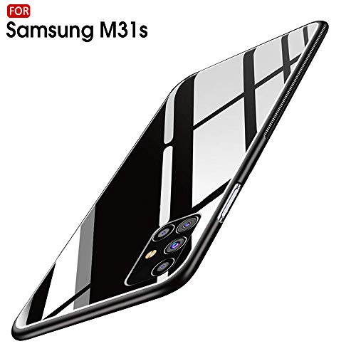 TheGiftKart Luxurious Glass Back Case Cover for Samsung Galaxy M31s | Soft Edge Protective TPU Bumper | Stunning Design(