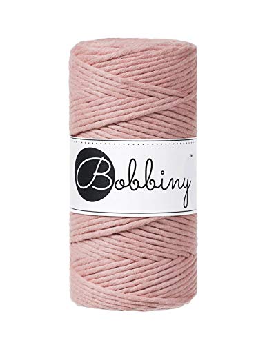 Bobbiny Oeko-Tex Premium Macramé Cord, 3 mm x 100 m, Ecological Cotton, Blush
