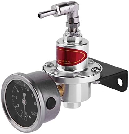 Universal Adjustable Car Auto Fuel Pressure Regulator with Gauge (Silver)-Tuankay
