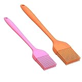 IMOE Silicone Basting Brush Set,2 Pack Heat Resistant BBQ Pastry Oil Brush, Turkey Honey Cream Baster,Food Grade,Dishwasher Safe,FDA Approved,Bristle Free