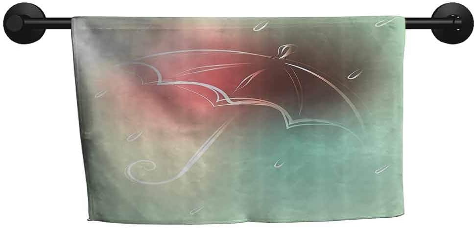 ZSUO Bath Towels for Sale W 14 x L 14(inch) Absorbent Fabric Softener Towel,Lake House Decor,Gloomy Hazy Graphic of an Umbrella Form with Psychedelic Neon Effects,Green Pink