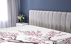 Ambesonne Japanese Fitted Sheet, Branch of a