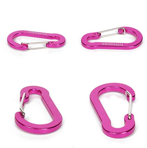 Carabiner Clip,Aluminum D-ring Locking Carabine Flat D-Shape Lock Snap Backpack Water Bottle Keychain Climbing Gear Accessories EDC Camping Tent Multi Function Tool Multiple Colors Rose red 5Q VC37 - Thumbnail 3