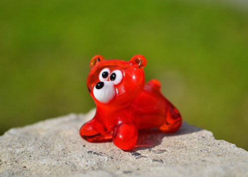 Glass Bear Decor - Glass Bear Figurines Statues - Bear Statue Baby - Bear Statue for Desk - Good Luck - Red Bear Statue Small - Figure Decor - Bear Figurines Red - Bear Red - Bear Ornaments Xmas Gift