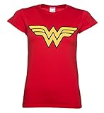 Wonder Woman Logo Ladies T Shirt, Red (Large)