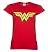Wonder Woman Logo Ladies T Shirt, Red (Large)