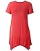 URBANCLEO Womens Short Sleeve V-Neck Tunic Top Long T-Shirt Coral XLarge