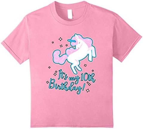Kids Unicorn Birthday T-Shirt For Boys And Girls Turning 10 12 Pink