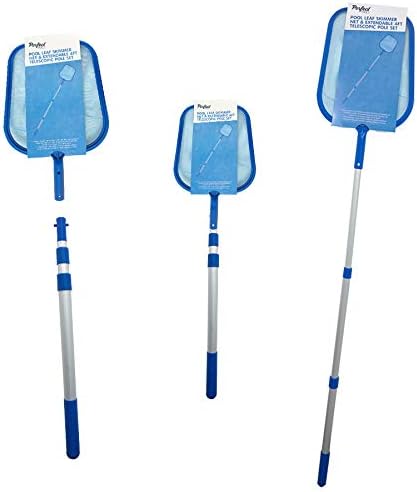 Perfect Pools Swimming Pool Skimmer Net with Aluminum Pole Deep Bag Net Heavy Duty Pool Leaf Rake with Deep Bag Leaf Catcher Cleaner