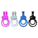 1Pcs Men Male Rubber Hard Penis Double-Rings Vibrating Rabbit Cock Massage Stimulate - Random Color