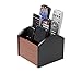Rotating 4 Compartment Wooden Desk Organizer | Remote Caddy/Holder For Desktop Office Supplies or Remote Controls - Black & Cherry