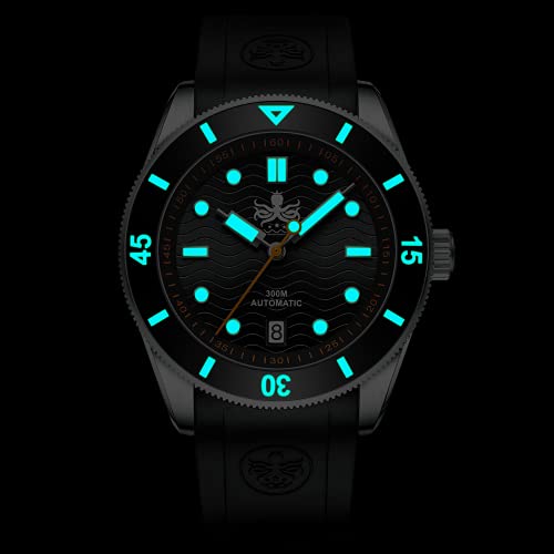 PHOIBOS 300M Automatic Men's Diver Watch with Wave Dial Rubber Strap PY010R