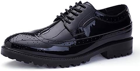 Men's Brock Carved Shoes Business Casual Shoes Leather Lace Pointed British Dress Shoes,Black,47