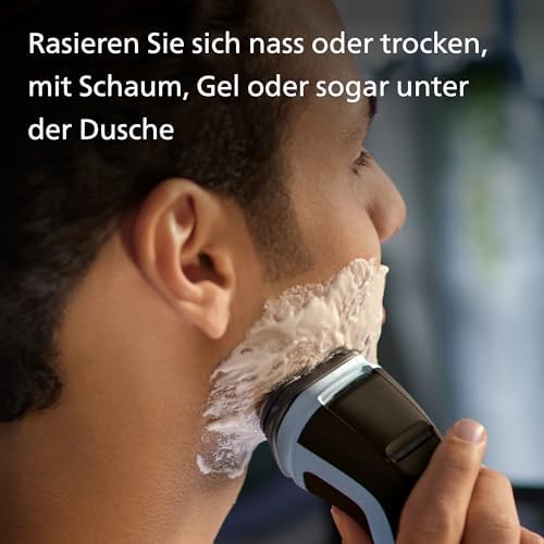 Shaver Series 3000X – Elektrischer Rasierer für Herren, Nass- und Trockenrasur, Himmelblau, mit SkinProtect-Technologie, ausklappbarem Bartschneider und ergonomischem Griff (Modell X3053/00)