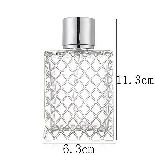 100ML 3.4oz Glass Spray Bottles for Essential Oils, Perfumes, Empty Clear Mist Spray Bottle with Silver Aluminum Sprayer - (1Pack) 1pc Funnel Filler 1PC 3ml Dropper 1pc Storage Gift Bag