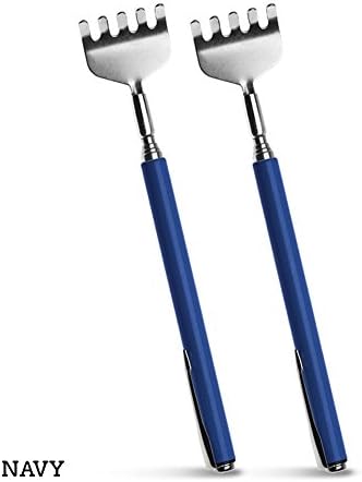 Set of 2 Color Telescopic Stainless Steel Back Scratcher with Pocket Clip (Navy)