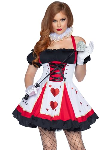 Leg Avenue 83409 - 2Tl. Hübsche Playing Karten Kostüm Set Mit Kleid Und Neck Piece Damen Fasching Karneval, M/L (EUR 40-42), Rot