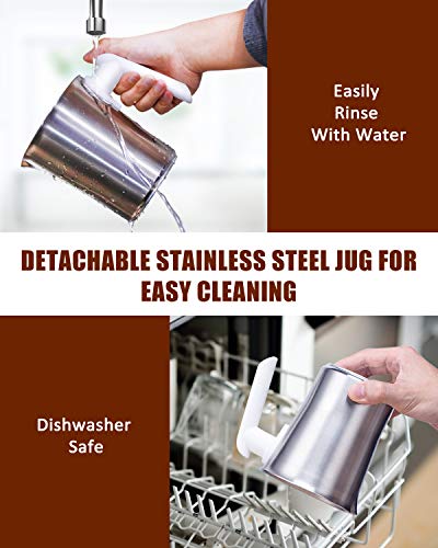 Huogary Milk Frother,4-in-1 Electric Automatic Milk Steamer and Hot Chocolate Maker Machine with Detachable Stainless Steel Milk Jug- Dishwasher Safe, BPA Free