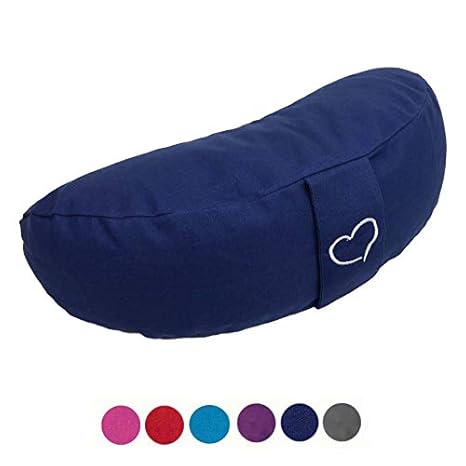 maylow Yoga mit Herz® Hochwertiges Yogakissen Shivaya Halbmond Bezug waschbar Innenkissen gefüllt mit Bio-Dinkelspelzen