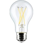 Satco S12462 8 Watt A19 LED Bulb, Clear, 2700K, Medium Base, 120 Volt, 4-Pack