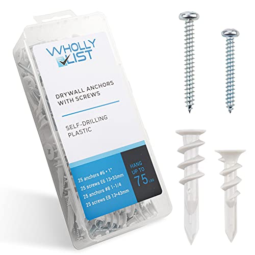 USA Stock Self Drilling Plastic Drywall Anchors and Screws Kit 100