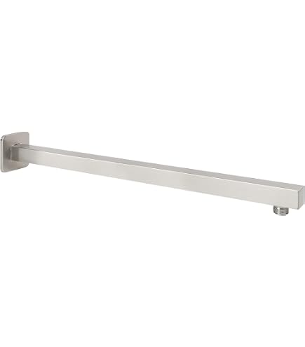 Clovermap 16 Inch L-Shaped Shower Arm Extension - 304 Stainless Steel, Chrome, With Flange, For Rainfall Shower Head