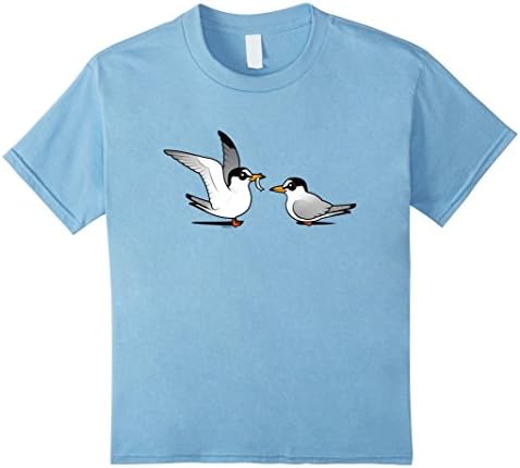Kids Least Terns in Love Cute Cartoon Bird T-Shirt 6 Baby Blue