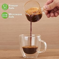 Mfacoy 2 Pack Espresso Glass Measuring Cup, 75ML
