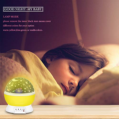 LET'S GO! Girls Boys Gifts 3-6 Year Old, DIMY Starry Night Light Projector for Kids Boys Girls Best Top Popular Toys for 2-8 Year Old Boys Girls Yellow XK7