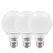 TORCHSTAR G25 LED Globe Light Bulbs, 5.5W Equivalent 60W, 500LM Dimmable, UL & Energy Star Listed, 2700K Soft White, Round Vanity Light Bulbs, Damp Rated, E26 Base, Pack of 3
