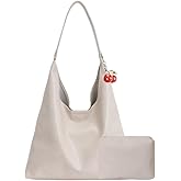 SongKedora Vegan Hobo Bag Cherry Leather Shoulder Purse Slouchy Designer Crossbody Bag for Women Retro Tote Handbag